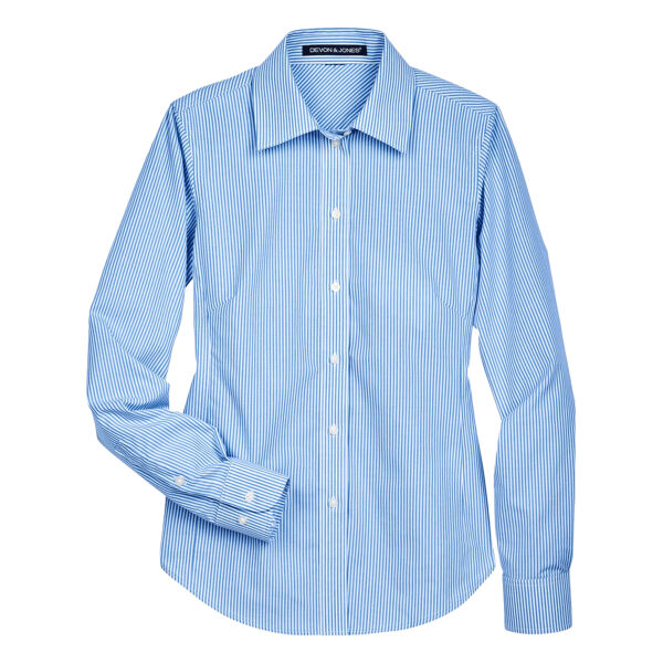 Women's Crown Collection® Banker Stripe Woven Dress Shirt Thumbnail