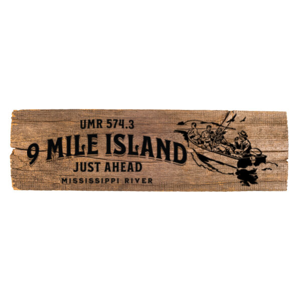 9 Mile Island Mississippi, River Engraved Vintage Sign Thumbnail