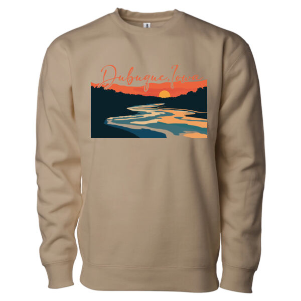 Dubuque, Heart of the Mississippi Retro Crewneck Sweatshirt Thumbnail